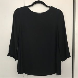 Atmosphere 3/4 Sleeve Split Back Black Blouse